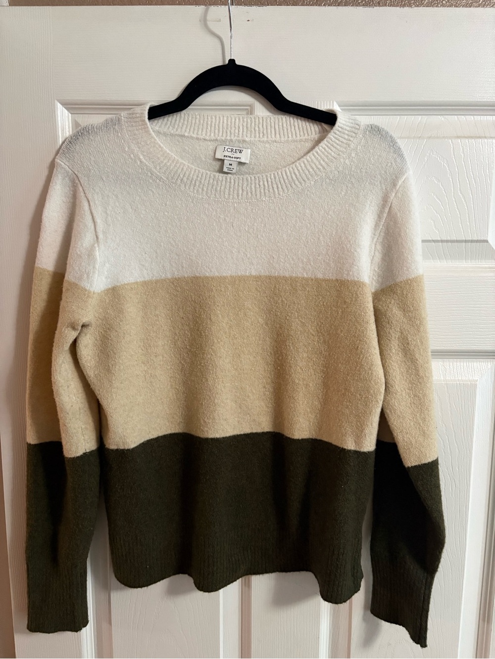 J. Crew Extra Soft crewneck pullover sweater striped wool blend fall women's M